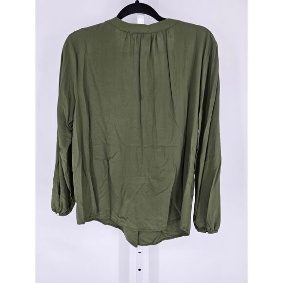 Old Navy Womens Sz XL Long Sleeve Loose Fit Boho Blouse Forest Green - Picture 3 of 3